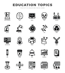 Education Topics icons set. Collection of simple Lineal Filled web icons.