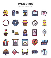 Wedding Icon Pack 25 Vector Symbols for Web Design.