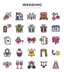 Wedding icon pack for your website. mobile. presentation. and logo design.