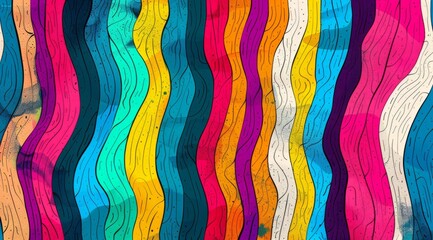 Vibrant and colorful abstract background with textured lines in pink, blue, purple, yellow, green, orange, teal, red, white, black, and grey colors Generative AI
