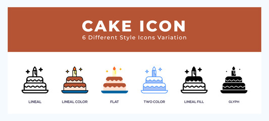 Fototapeta na wymiar Cake vector icon. with different styles vector illustration.