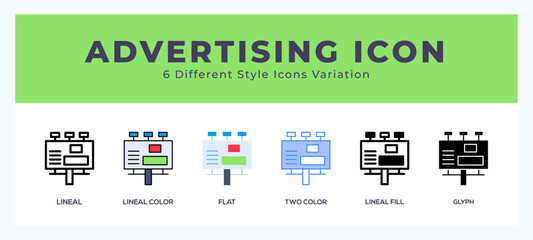 Advertising icon symbol. logo illustration with different styles