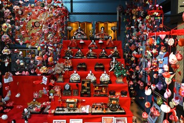 Japan Travel. Hanging decorations (Tsurushi Kazari) are displayed every March during the Doll's Festival to pray for the growth of girls.
