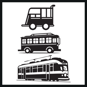 Trolley silhouette trolley  car silhouette set