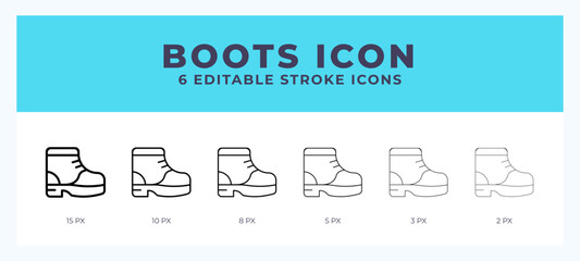 Boots icon vector for web. And mobile app. Editable stroke outline icon.