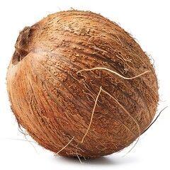 Close Up of a Coconut on White Background