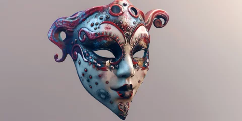 Fotobehang Golden Carnival Mask  Brazil's Festival Extravaganza © MalikNabeel