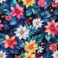 Vibrant colorful flowers set against dark background. For meditation apps, on covers of books about spiritual growth, in designs for yoga studios, spa salons, illustration for articles on inner peace.