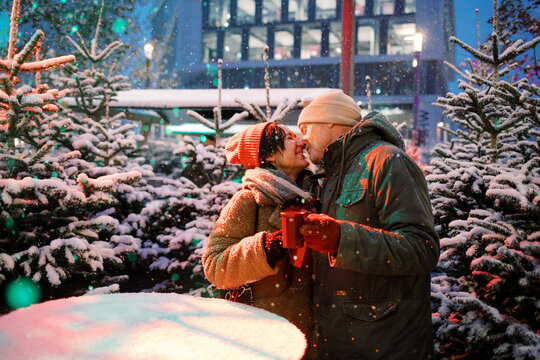 Winter Wonderland Romance at the Christmas Market in the city