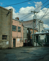 Scene behind some buildings in Mount Airy, North Carolina