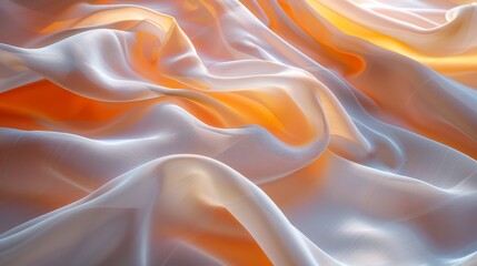 Obraz premium A close up of a white and orange fabric with some folds, AI