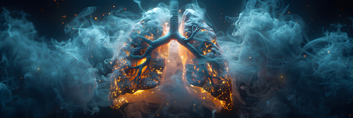 Processing of human lungs with smoke. No smoking,
Human lungs and bronchi made of smoke
 - obrazy, fototapety, plakaty