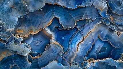 Deep blue agate stone with a textured cracked surface. - obrazy, fototapety, plakaty