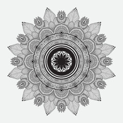  Black and white mandala background design, Circular pattern in the form of a mandala,  printable coloring