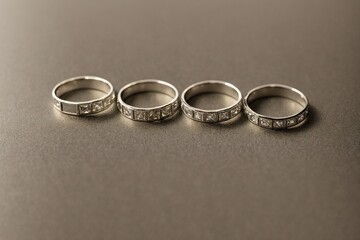 Silver rings with different designs on them.