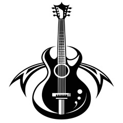 Timeless Elegance of a Minimalist Black and White T-Shaped Guitar