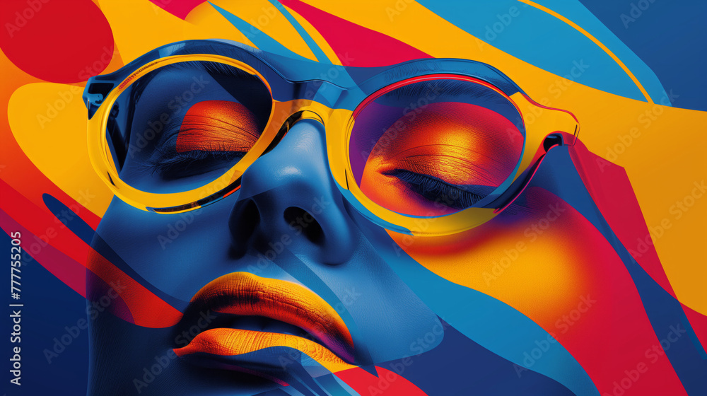 Aufkleber the image is a colorful abstract with a lot of different colors and shapes. scene is bright and chee