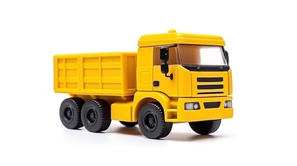 Miniature children toy truck isolated on white background.