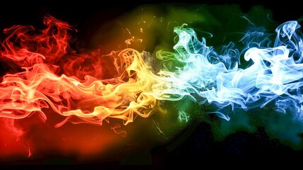 Vivid Fusion of Fire and Ice Smoke Waves