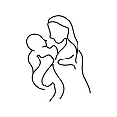 Mother and baby line art