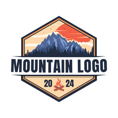 Mountain badge logo. Adventure logo. Outdoor adventure badge