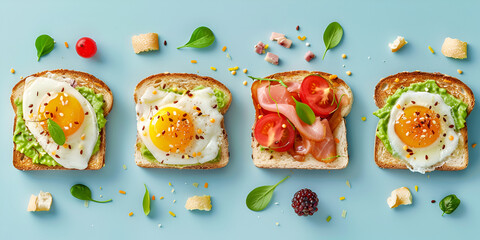 Concept of breakfast with tasty homemade sandwich