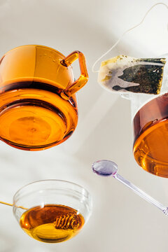 tea on glass table.
