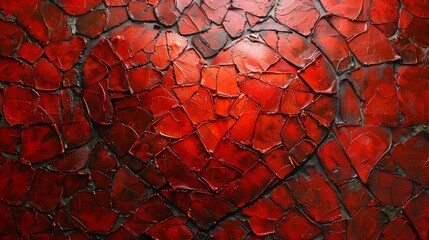 A red heart made out of broken glass is shown on a wall, AI