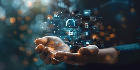 Fototapeta premium Cybersecurtiy, Data Protection, Business, Generative AI