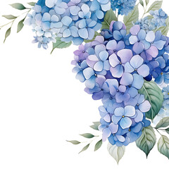 Hydrangea border. Watercolor botanical banner for the design of invitations, cards, congratulations, announcements, sales, stationery.