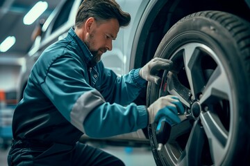 Auto Repair: Tuning Up Your SUV's Wheels - obrazy, fototapety, plakaty