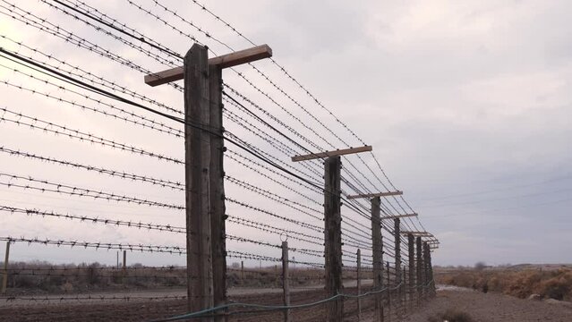 barbed wire steel wall against the immigations in europe