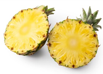 Twin Halves: Realistic Pineapple Halves Captured with Canon EOS Style