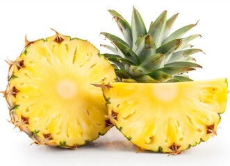 Twin Halves: Realistic Pineapple Halves Captured with Canon EOS Style