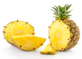 Twin Halves: Realistic Pineapple Halves Captured with Canon EOS Style