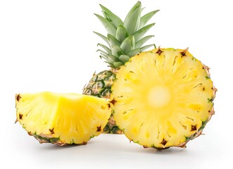 Twin Halves: Realistic Pineapple Halves Captured with Canon EOS Style