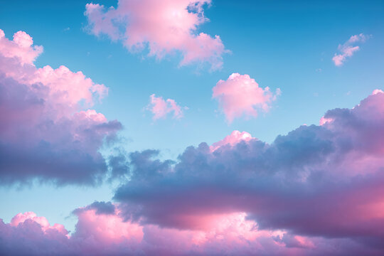 A pink and purple sky with clouds.