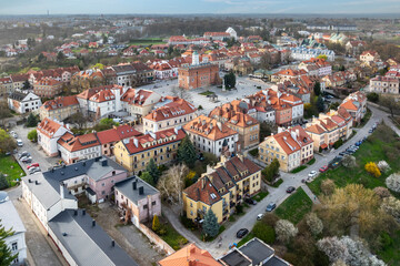 Aerial view on old town of Sandomierz at spring time. - 777763050