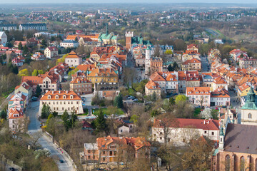 Aerial view on old town of Sandomierz at spring time. - 777763093