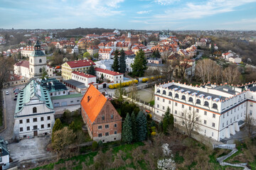 Aerial view on old town of Sandomierz at spring time. - 777763097