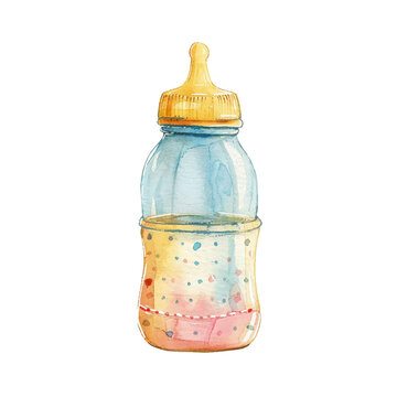 baby drink bottle vector illustration in watercolor style