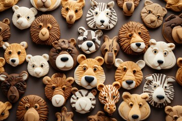 Tasty homemade cookies, shaped like adorable animals, form a delightful and delicious collection.