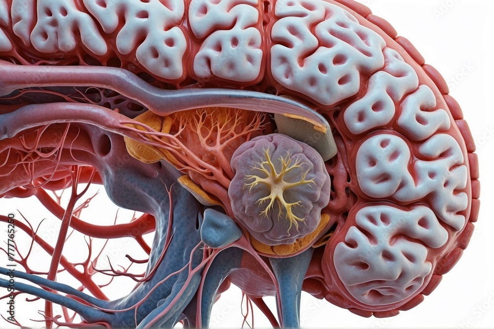 Aufkleber a brain and its structure. generative ai.