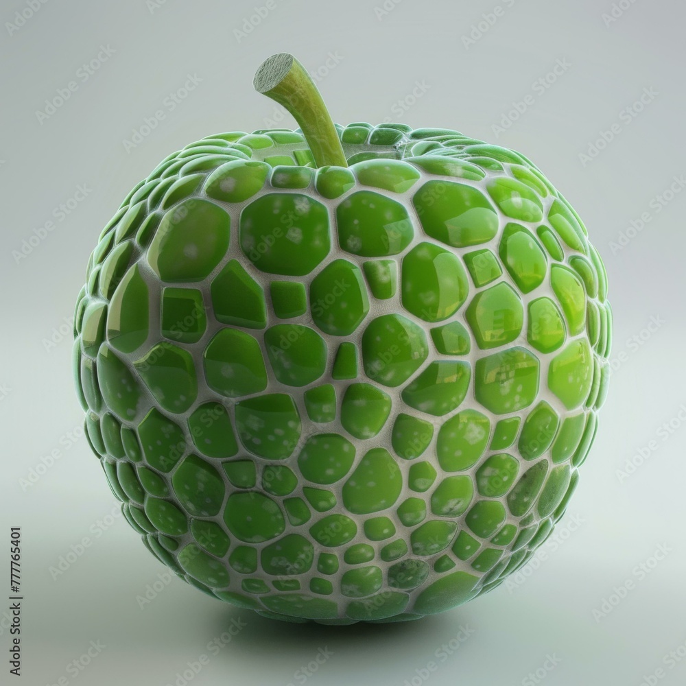 Poster a green apple with a pattern of small pieces on it.