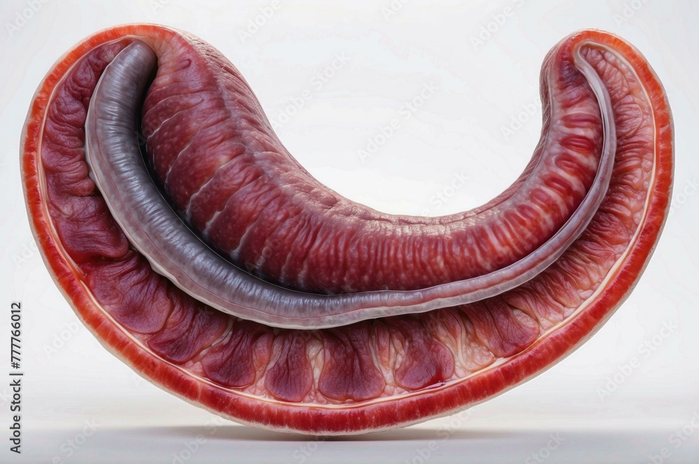 Poster a large red worm with a white background. generative ai.