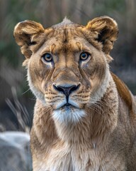Fototapeta premium a lioness in savannah