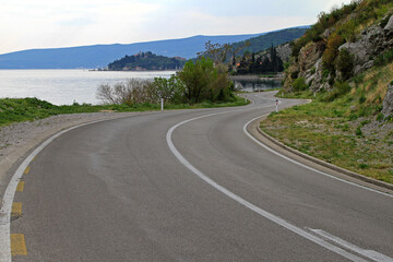 Curvy Road Along Adriatic Sea in Montenegro Scenic Route