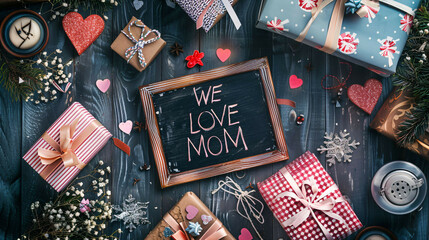 Loving Tribute: Blackboard, Gifts, and Heartfelt Message