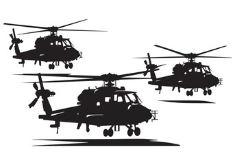 Fototapeta na wymiar helicopter silhouette in black isolated on white background
