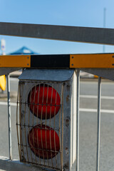 red light on barricade 